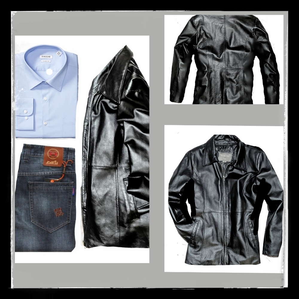OSCAR PIEL MENS DESIGNER LEATHER JACKET / COAT